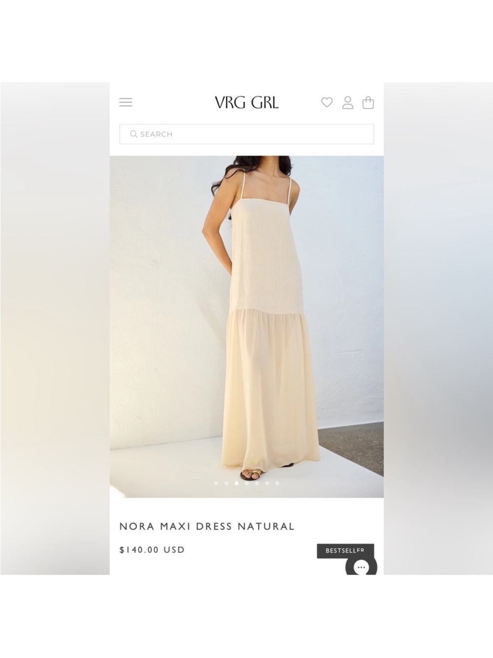 VRG GRL Nora Maxi Dress in Natural Cream